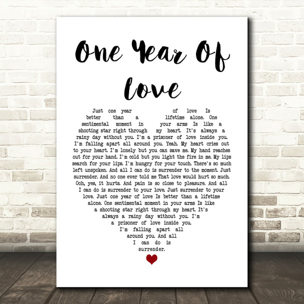 Queen One Year Of Love Heart Song Lyric Quote Print