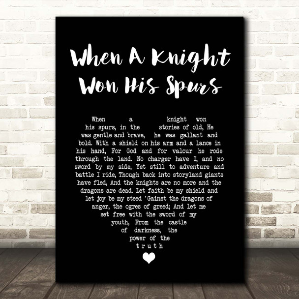 Jan Struther When a Knight Won His Spurs Black Heart Song Lyric Print