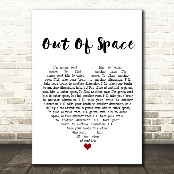 The Prodigy Out Of Space Heart Song Lyric Quote Print