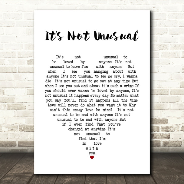 Tom Jones It's Not Unusual Heart Song Lyric Quote Print