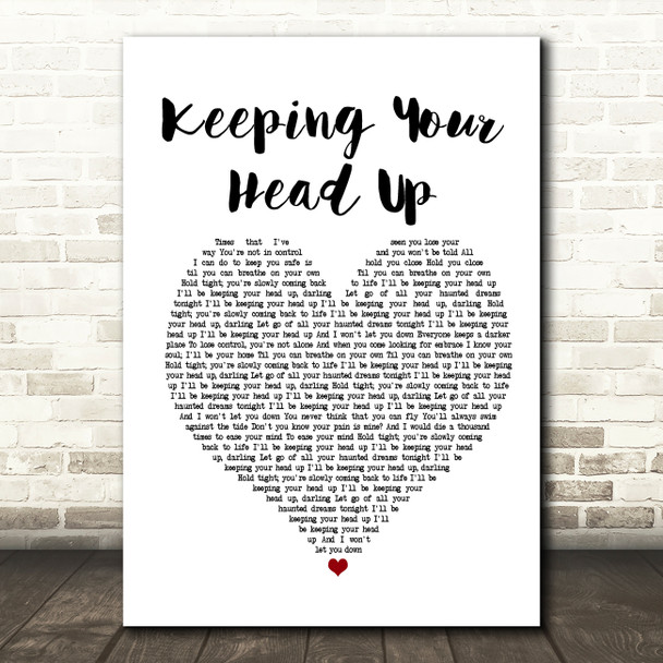 Birdy Keeping Your Head Up White Heart Song Lyric Print