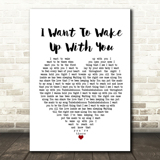 Boris Gardiner I Want To Wake With You White Heart Song Lyric Print