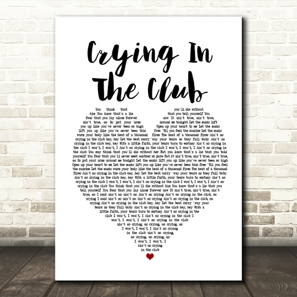 Camila Cabello Crying In The Club White Heart Song Lyric Print