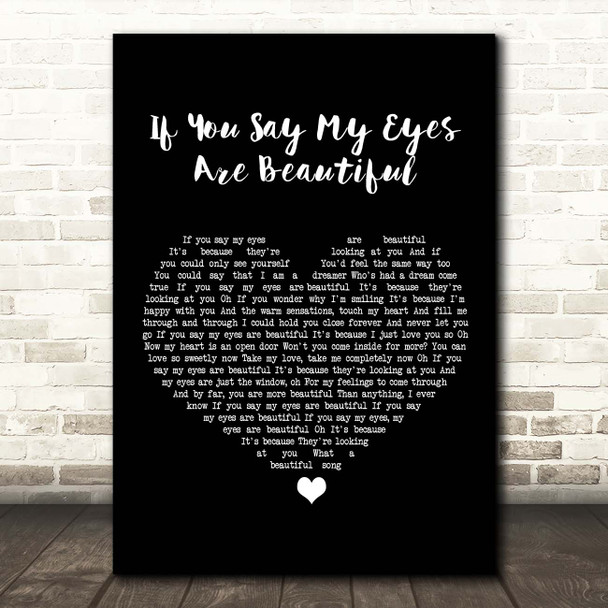 Jermaine Jackson & Whitney Houston If You Say My Eyes Are Beautiful Black Heart Song Lyric Print