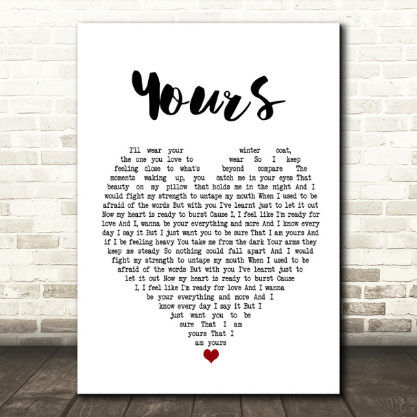 Ella Henderson Yours White Heart Song Lyric Print