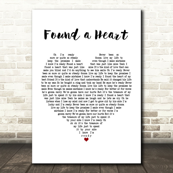 Emily Hearn Found a Heart White Heart Song Lyric Print
