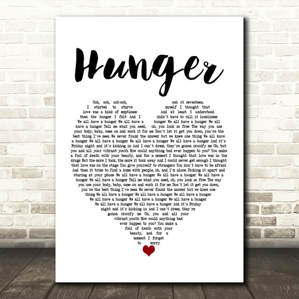 Florence + The Machine Hunger White Heart Song Lyric Print