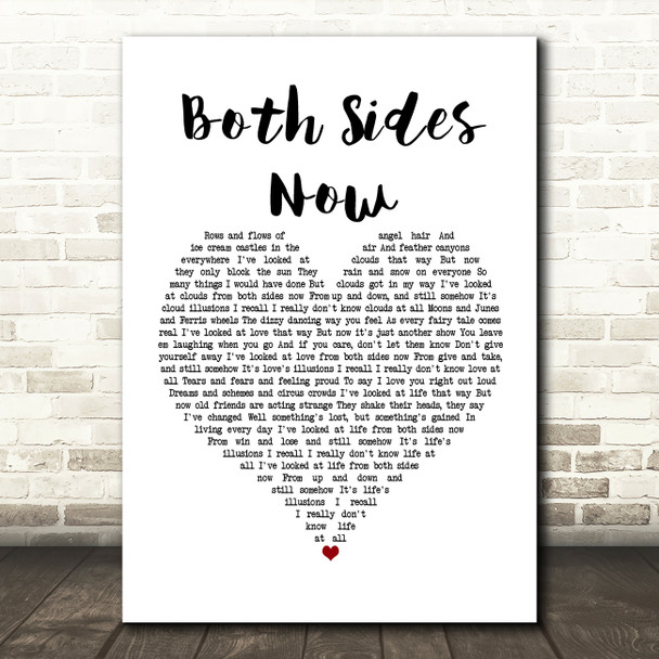 Joni Mitchell Both Sides Now White Heart Song Lyric Print