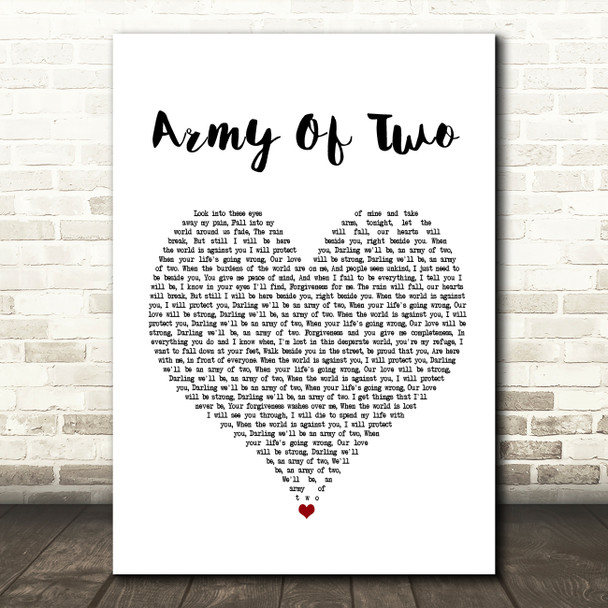 Josh Doyle Army Of Two White Heart Song Lyric Print
