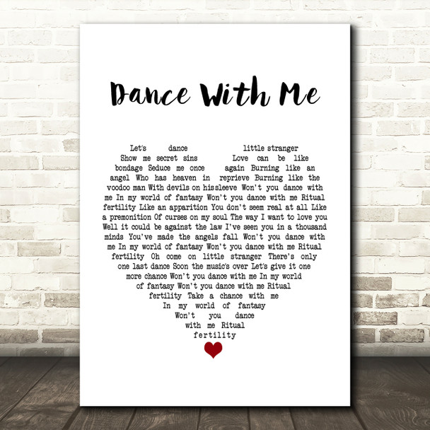 Nouvelle Vague Dance With Me White Heart Song Lyric Print