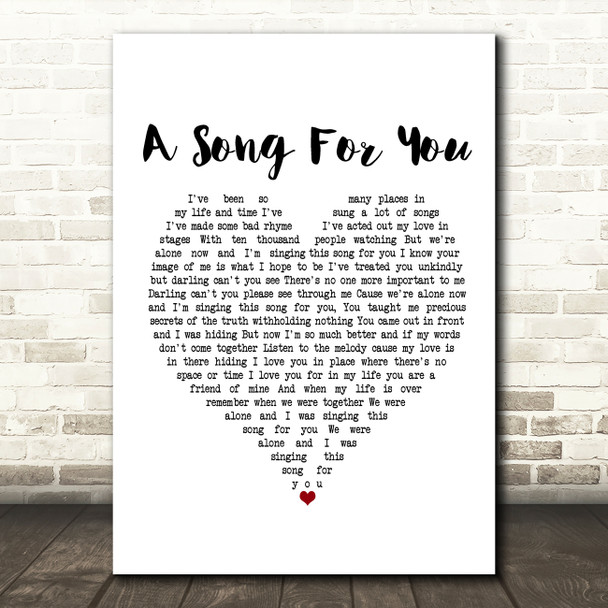 The Carpenters A Song For You White Heart Song Lyric Print
