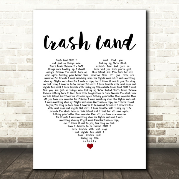 Twin Atlantic Crash Land White Heart Song Lyric Print