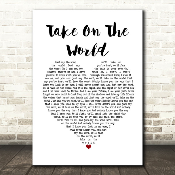 You Me At Six Take On The World White Heart Song Lyric Print