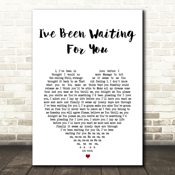 ABBA I've Been Waiting For You White Heart Song Lyric Print