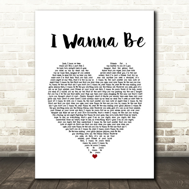 Chris Brown I Wanna Be White Heart Song Lyric Print