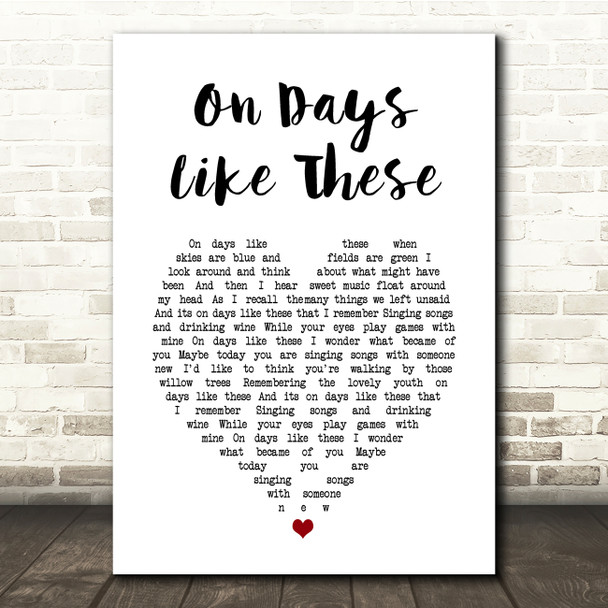 Matt Monro On Days Like These White Heart Song Lyric Print