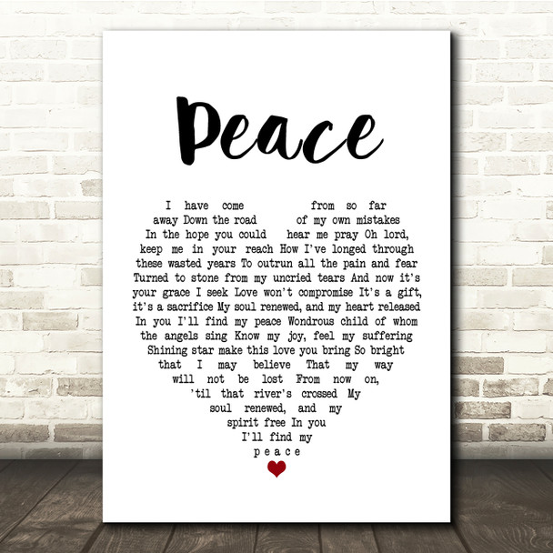 Michael McDonald Peace White Heart Song Lyric Print
