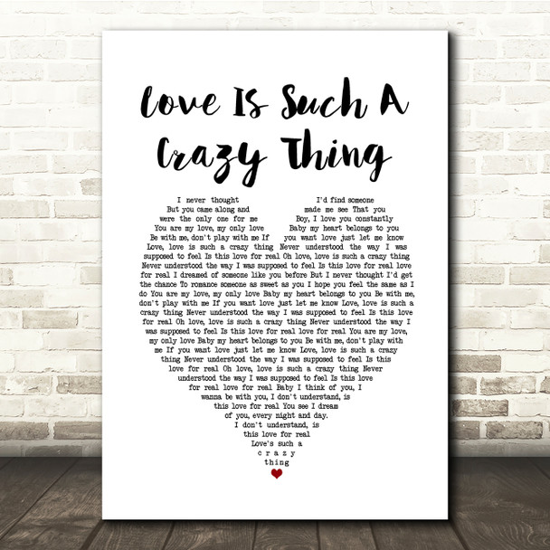 Pink Love Is Such A Crazy Thing White Heart Song Lyric Print