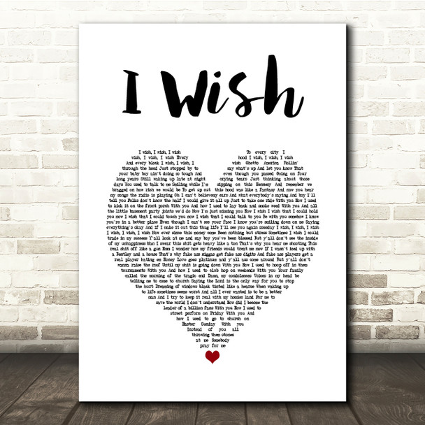 R Kelly I Wish White Heart Song Lyric Print