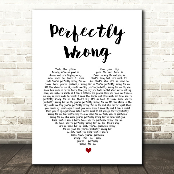Shawn Mendes Perfectly Wrong Heart Song Lyric Quote Print