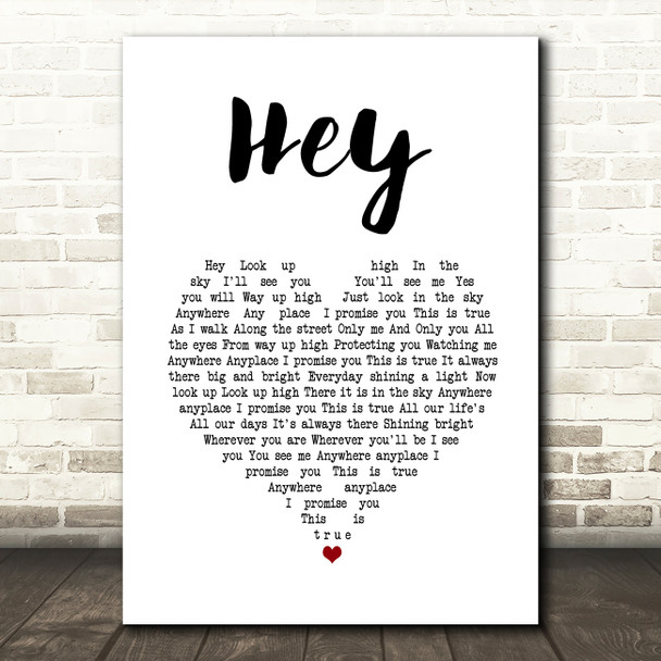 Ant Hey White Heart Song Lyric Print