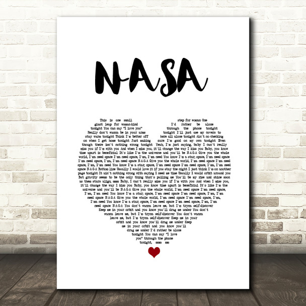 Ariana Grande NASA White Heart Song Lyric Print
