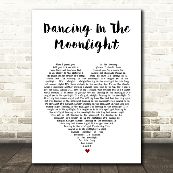 Thin Lizzy Dancing In The Moonlight White Heart Song Lyric Print