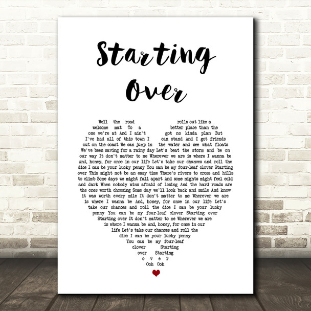 Chris Stapleton Starting Over White Heart Song Lyric Music Art Print