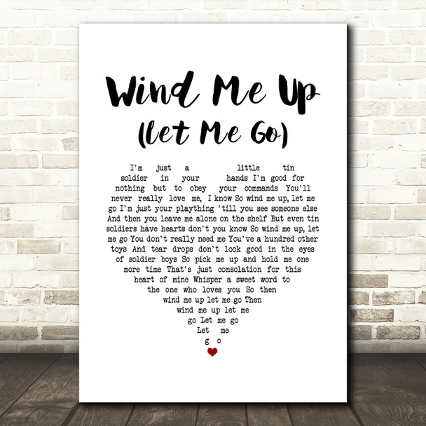 Cliff Richard Wind Me Up (Let Me Go) White Heart Song Lyric Music Art Print