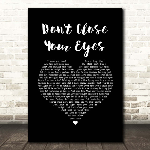 Keith Whitley Don't Close Your Eyes Black Heart Song Lyric Print