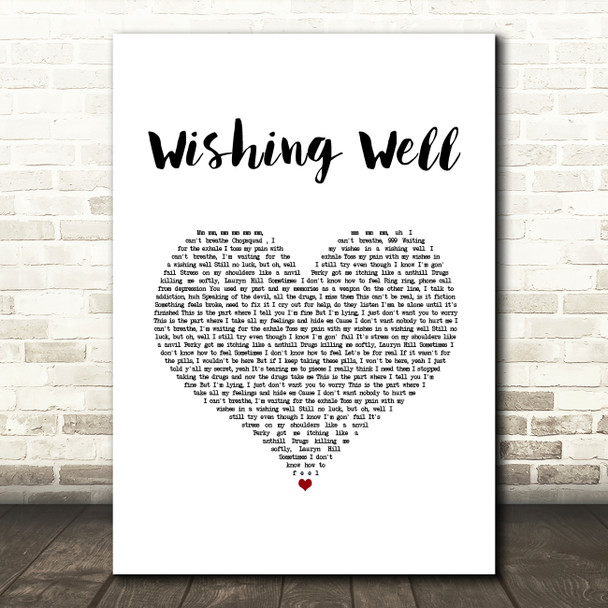 Juice WRLD Wishing Well White Heart Song Lyric Music Art Print