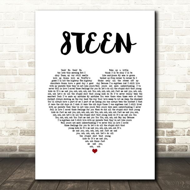 Khalid 8TEEN White Heart Song Lyric Music Art Print