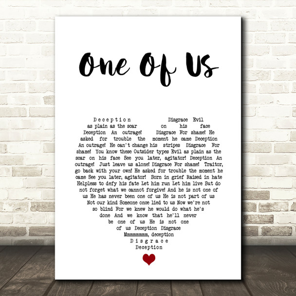 Lion King 2 One Of Us White Heart Song Lyric Music Art Print