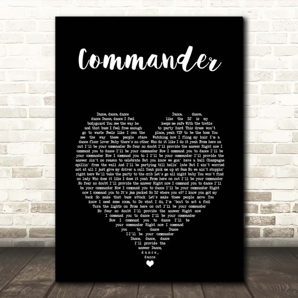Kelly Rowland ft. David Guetta Commander Black Heart Song Lyric Print