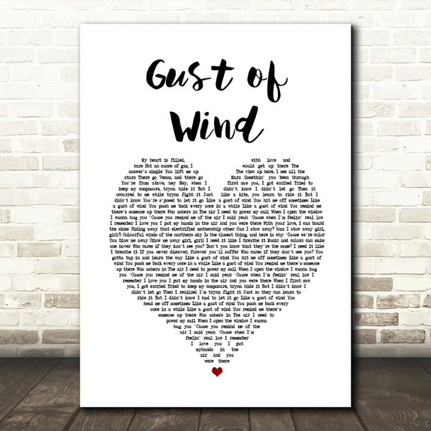Pharrell Williams Gust of Wind White Heart Song Lyric Music Art Print