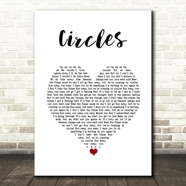 Post Malone Circles White Heart Song Lyric Music Art Print