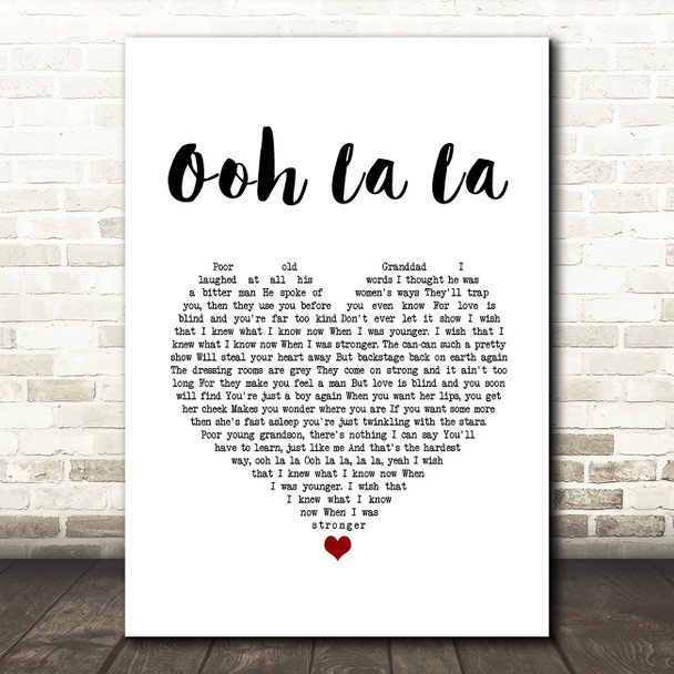 Rod Stewart Ooh La La White Heart Song Lyric Music Art Print
