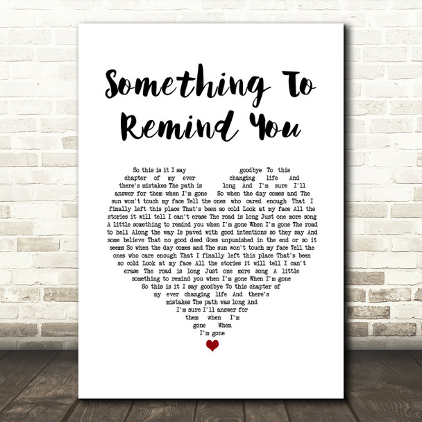 Staind Something To Remind You White Heart Song Lyric Music Art Print