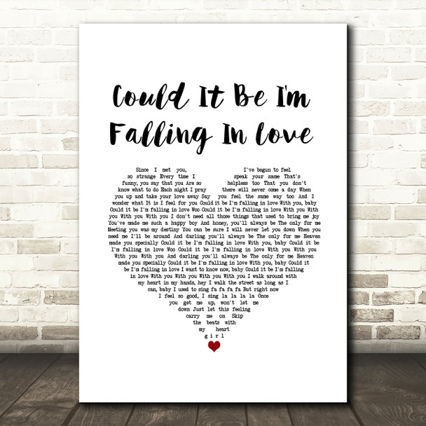 The Spinners Could It Be I'm Falling In Love White Heart Song Lyric Music Art Print