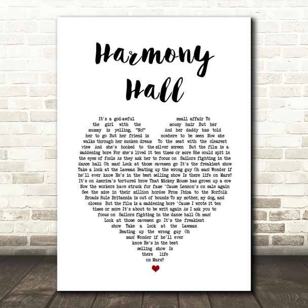 Vampire Weekend Harmony Hall White Heart Song Lyric Music Art Print