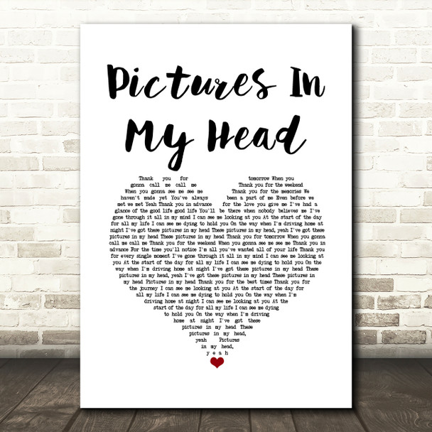 Westlife Pictures In My Head White Heart Song Lyric Music Art Print