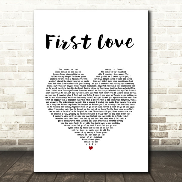BTS First Love White Heart Song Lyric Music Art Print