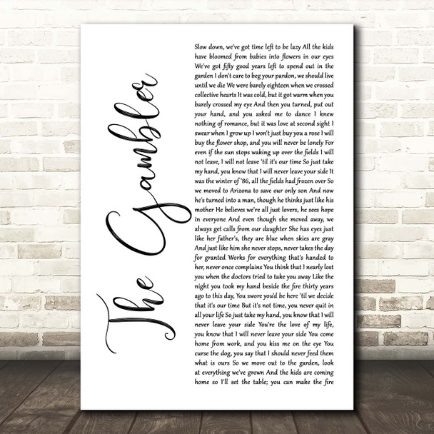 Fun. The Gambler White Script Song Lyric Print