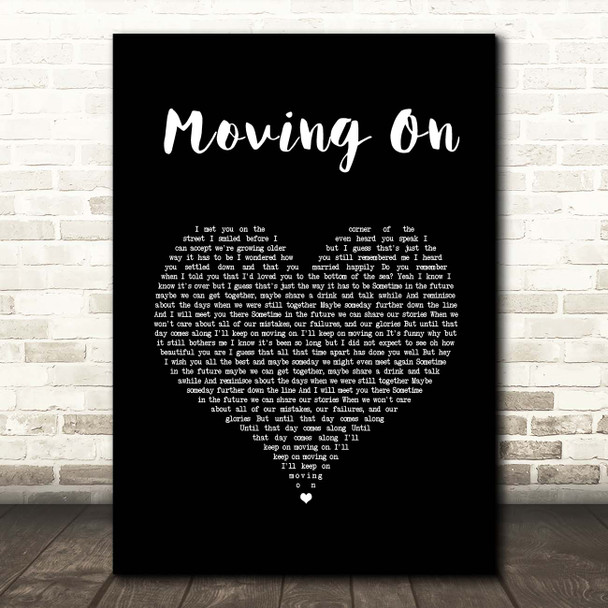 Kodaline Moving On Black Heart Song Lyric Print