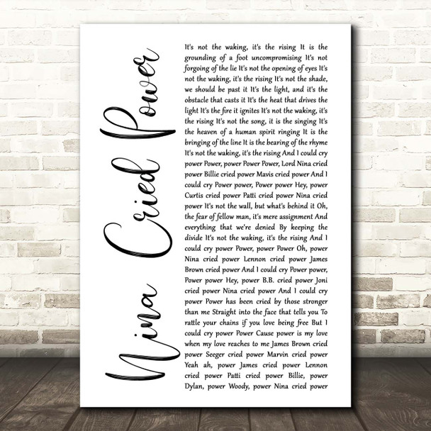 Hozier feat. Mavis Staples Nina Cried Power White Script Song Lyric Print