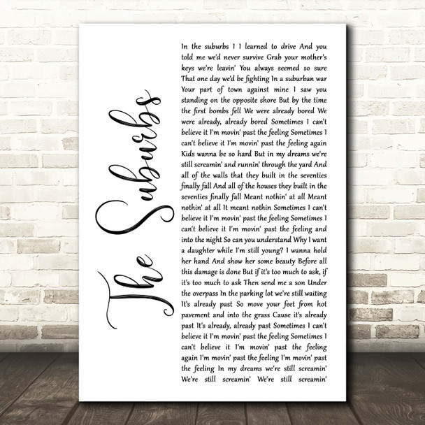 Arcade Fire The Suburbs White Script Song Lyric Print