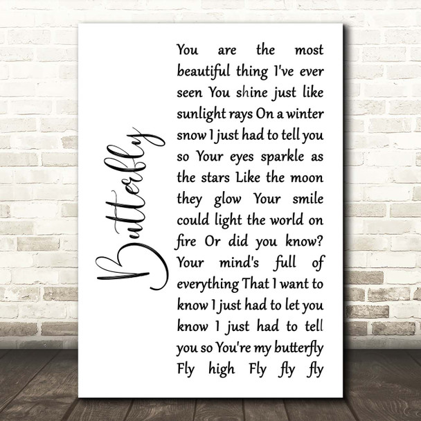 Lenny Kravitz Butterfly White Script Song Lyric Print