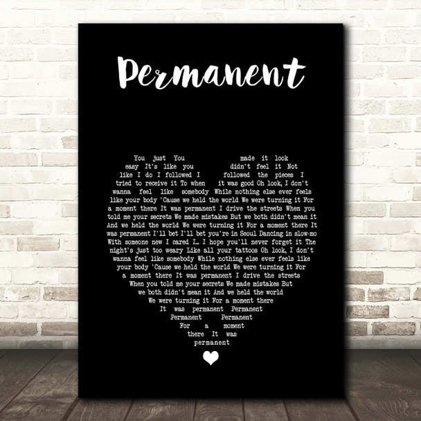 Kygo Permanent Black Heart Song Lyric Print