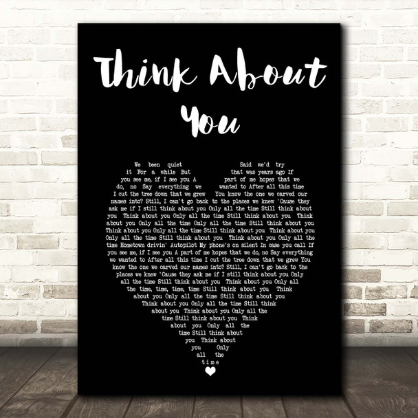 Kygo Think About You Black Heart Song Lyric Print