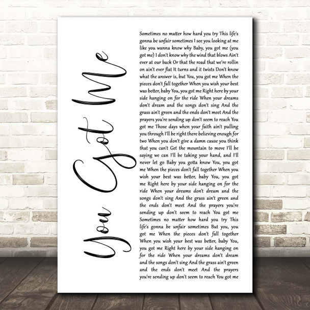 Olivia Lane You Got Me White Script Song Lyric Print